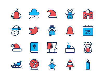 Christmas Freebie Icon Set christmas flat free freebie holiday icons illustration line new set snowflake vector year