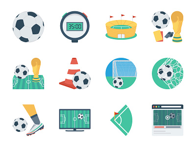 Fifa Football WorldCup Flat Icons ball fifa football goal player soccer sport stopwatch team icon trophy vlc worldcup