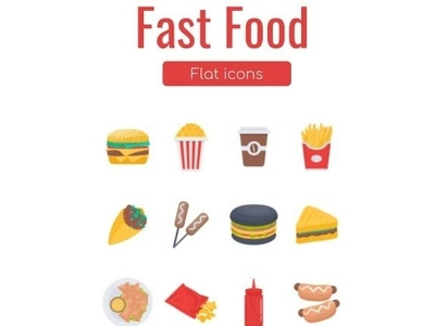 Fast Food Flat Icons android design fastfood flat flaticon flaticons food icons icons pack icons set illustration ios ui