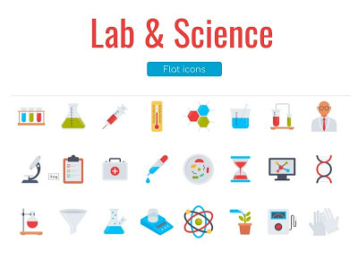 Lab and Science Flat Icons Pack animation design flat funnel icons illustration instrument ios science scientific scientists ui vector