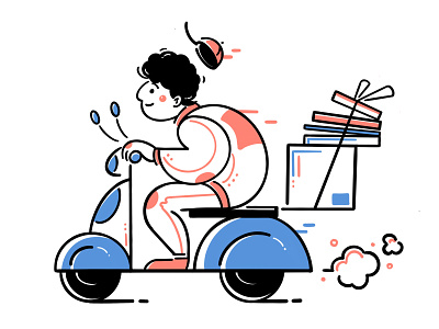 Express delivery art batterycart boy car character deiver design food illustration man motorbike people scooter takeout