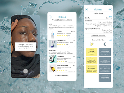 skinsta - Mobile Skin Analyzer App app design skincare ui user experience design user interface design ux