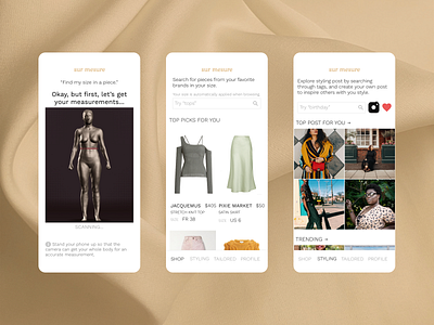 sur mesure - your pocket tailor app design fashion shopping ui user experience design user interface design ux