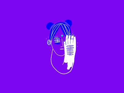Five eyed girl avatar eyes girl hand illustration procreate web woman