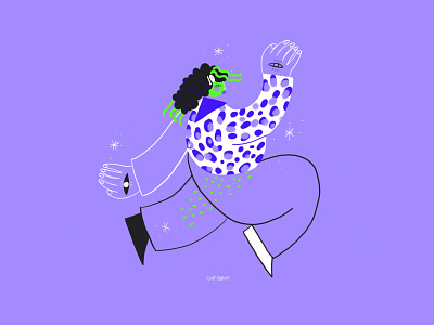 Curly jumping body bodymovin hand illustraion illustration art jump lilac procreate procreate art procreateillustration ui vector web webillustration woman