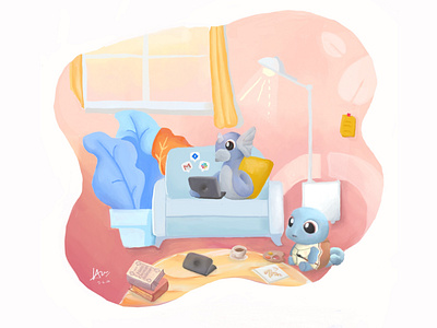 Baby Pokemon Illustration by Hana [Squirtle & Dratini]