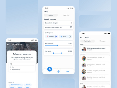 Ui/Ux design app - Friendship app / Sport