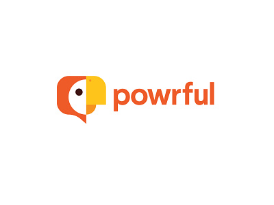 Powrful Logo advertising chat parrot parrot logo