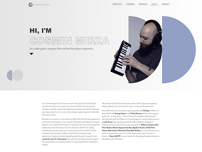 About Page for a freelancer website about freelancer music sound web design