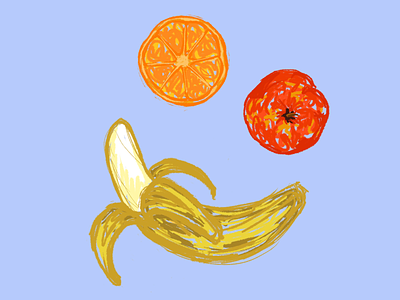 Happy Fruit apple banana fruit happy orange procreate