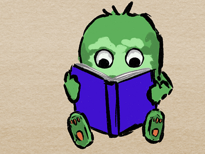 Reading Crew book character green illustration procreate read