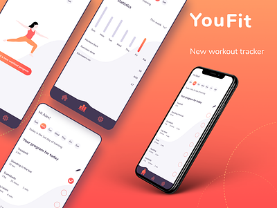 YouFit - Workout tracker app dailyui design fitness fitness app illustration mobile app mobile design sport ui ux workout workout app