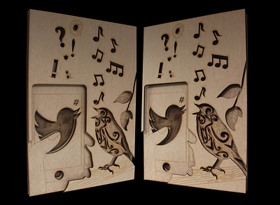 Fairy Tales vs Global Issues series: The Nightingale vs Twitter design illustration laser cut