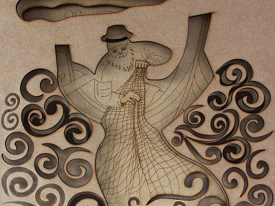 Fairy Tales vs Global Issues series: The Fish and the Fisherman design illustration laser cut