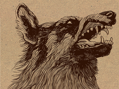 Wolf branding design illustration laser cut logo texture wood