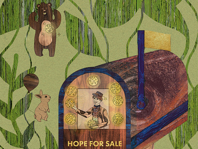 Hope For Sale design gold hope illustration narrative spring spring of hope wood wood texture