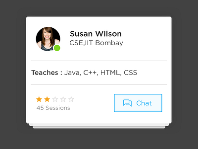 Tutor Cards cards chat rating ui ux