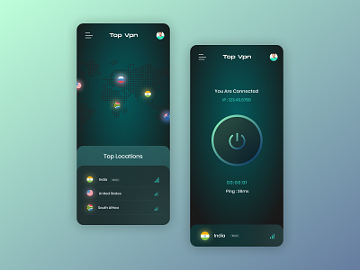 Top Vpn App UI appinterface colorful design dribbble best shot flat graphicdesign illustration interface typography ui ux web