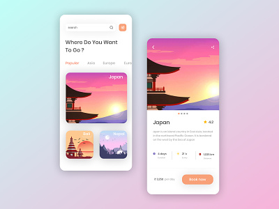 Travel Booking UI app ui design booking colorful design dribbble best shot flat graphicdesign illustration interface travel app typography ui ux