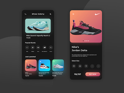 Shoe Store App UI app design colorful design illustration interface nike shoes shoes app shop store ui ux