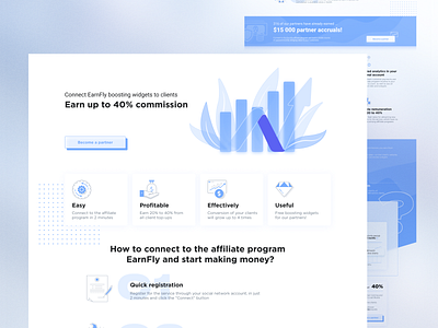 EarnFly Partnership Page affiliate app concept design glass glassmorphism interface landing market partnership ui ux web website widgets