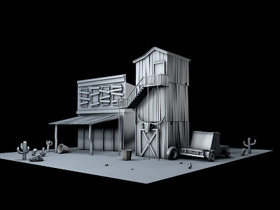 Ghost Town WIP 3d c4d cinema 4d ghost ghost town low poly west western