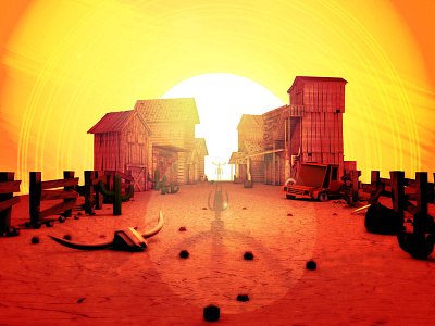 Ghost Town Color Test 2 3d cinema 4d illustrator low poly photoshop