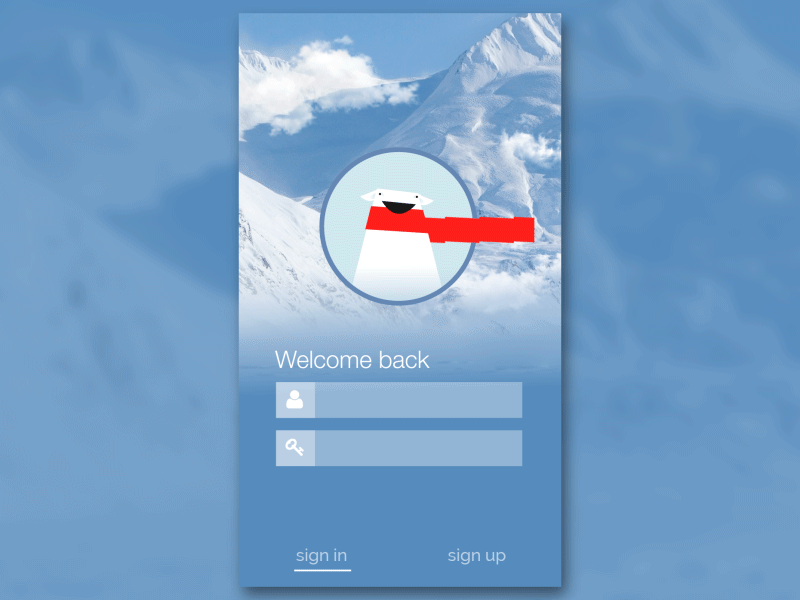 Mock Sign Up Form for Dailyui 001 animation dailyui form illustration mobile mountains polar bear scarf sign up uiux vector www.dailyui.co