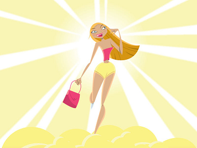 Shopping blonde excited handbag happy shopping short shorts summer vacation