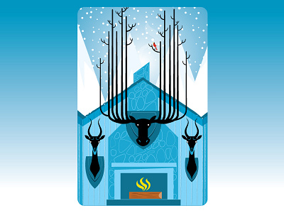 Winter Lodge antelope bird cardinal cold fire hearth lodge montana moose snow snowflakes warm