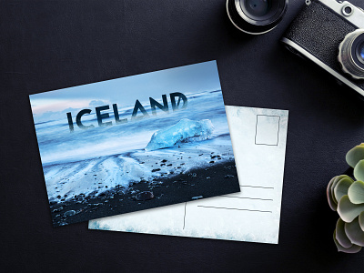 ICELAND / Postcard design diamondbeach ice iceland photoshop postcard weekly warm up