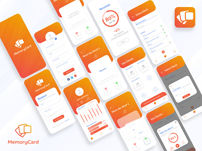 MEMORY CARD / Mobile App Design app design app icon design flashcard graphic design illustrator logo memory card mobile ui design