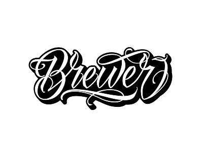 Brewer brand branding calligraphy hand made lettering logo pellizo script vector