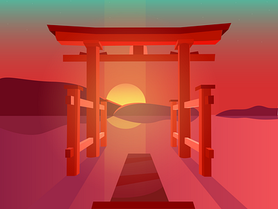 Torii Gate design illustration japan japanese ui vector