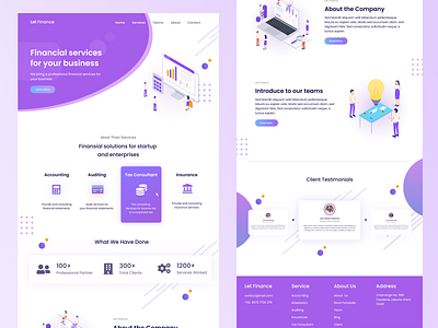 Financial Services Landing Page app branding design flat illustration minimal ui ux web website