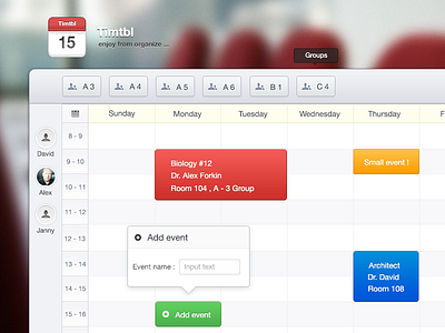 Timtbl bootstrap calendar dashboard education organize time
