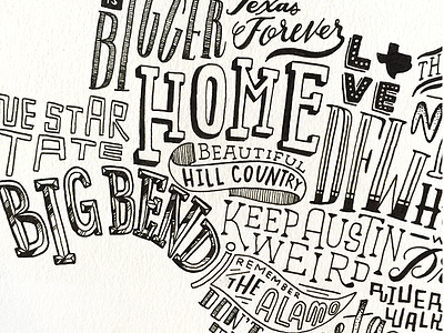 Texas custom type hand lettering lettering map process texas typography wip