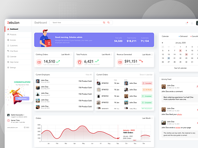 Zebulon - eCommerce dashboard page