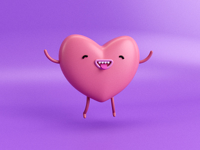 hey little heart 💕 3d illustration c4d heart illustration purple