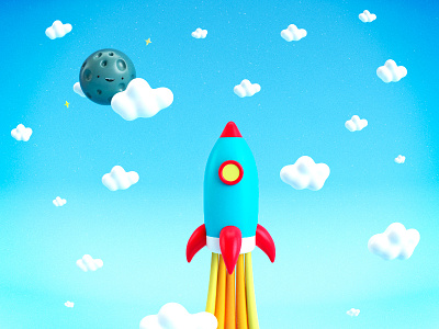 3,2,1.... ✨🚀✨ 3d illustration c4d illustration moon rocket sky