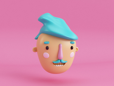 say hello to my little friend 🖖🏻✨ 3d illustration c4d character illustration mustache smile