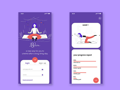 #DailyUI 4 - Yoga Mobile Application app design flat graphic design illustration minimalist ui uidesign ux uxdesign vector