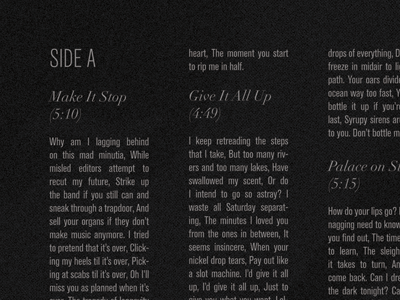 The Envy Corps - It Culls You (inside spread) columns grid lyrics typography vinyl