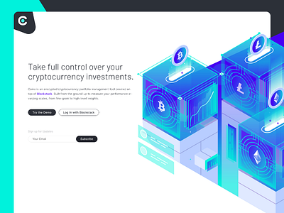 Coins — Landing Page bitcoin blockstack cryptocurrency design development ui ux