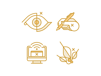 Discover. Design. Deploy. Grow. clean eye flat hand icon set icons illustration imac plant popular simple stroke