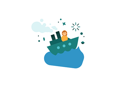 I'm on a Boat! boat business confetti fireworks flat illustration ocean people popular teal vector water