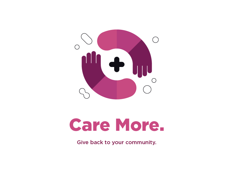 All hands on deck donation charity giving back community health care hands pink