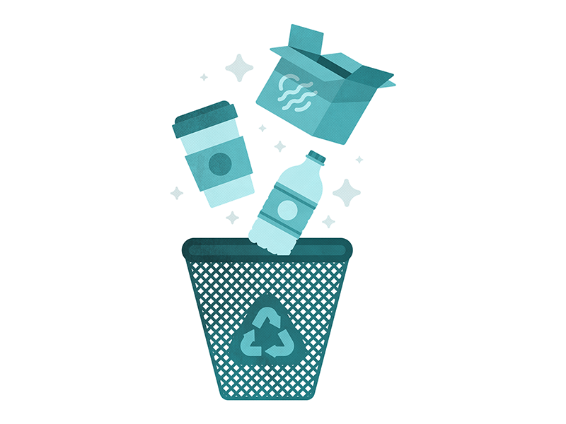 Reduce, Reuse, Recycle water coffee cycle coffee cup box water bottle garbage trash bin recycle reuse reduce
