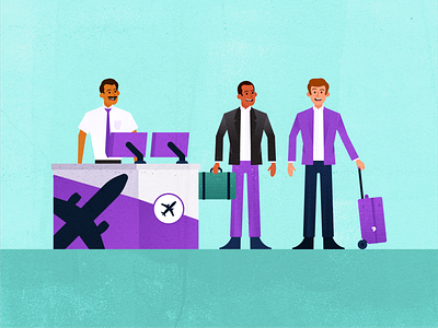 Business Travel business client customer support flat flight booking fly illustration laptop office people planning popular purple search service travel travel app traveling vector