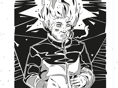 Fire boy art behance black and white boy character fire illustration nice stroke tousled hair